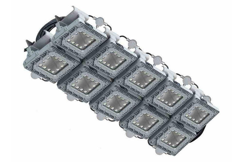 1500 Watt Explosion Proof LED String Light - 10 150W Fixtures Daisy Chained - I-Beam Clamp Mount