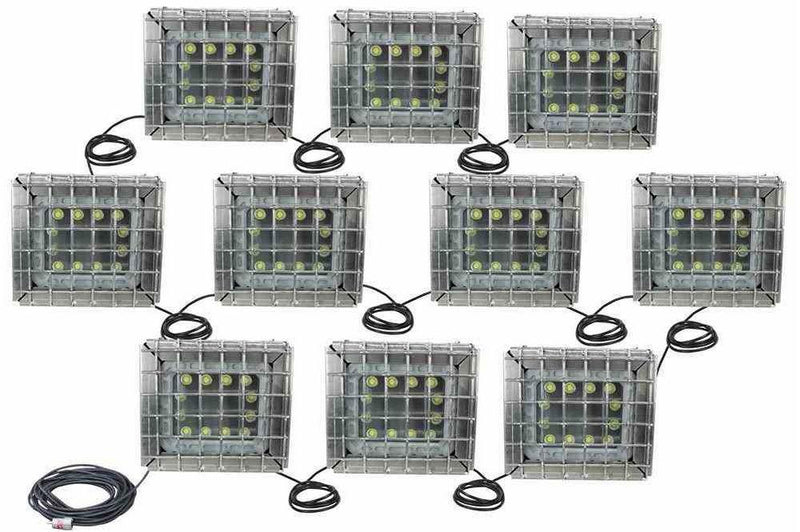 1500W Explosion Proof Heavy Duty LED String Light - I-Beam Clamps - 50ft Spacing - 150W Fixtures