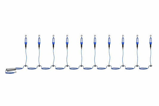 Explosion Proof LED String Light - 10 Lamps - 120-277V to LV DC - EXP Inline Xfrmr - 135' Cord, Plug