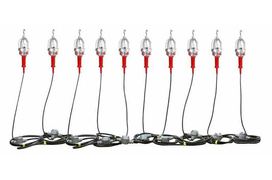 Explosion Proof LED String w/ Junction Boxes & 10 Lights - C1D1/C2D1 - 50' 12/3 Line In w/ Blunt Cut