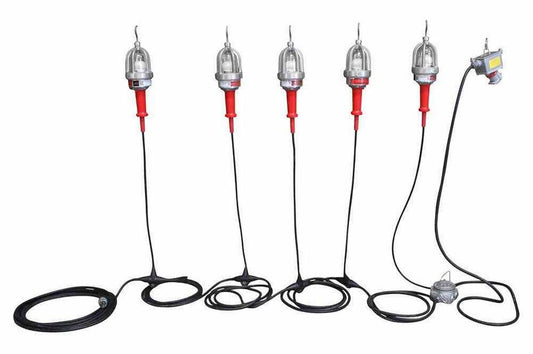 Explosion Proof LED String Lights - 5 lights - Daisy Chain End-2-End Connection - 50ft Stringer