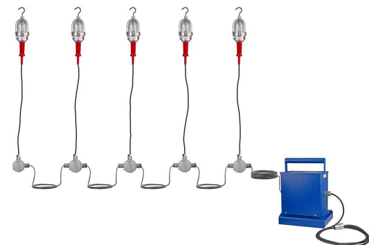 Explosion Proof String Lights - 5 X 100 Watt Lights - Class I Division 1 - Includes stsepdown xmfr