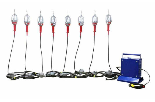 Explosion Proof String Lights - 8 X 100 Watt Lights - Class 1, Division 1 - Includes 120VAC to 12VAC