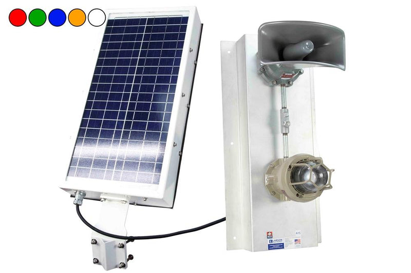 Explosion Proof Solar Powered Signal Light w/ Audible Alarm - C1D1 - C2D1 - Steady Burn or Strobe