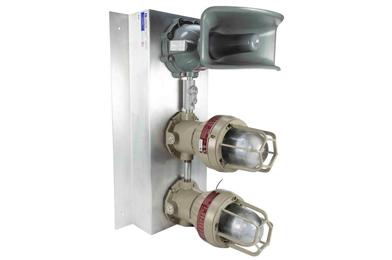 Explosion Proof Signal Light w/ Audible Alarm - Class I Division 1, Class II Division 1 - Stainless Steel Mounting Plate/Hardware