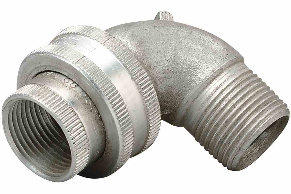 Larson Explosion Proof Conduit Union - Class I, II, III - 90-degree Male to Female Union - (2) 1/2" Hubs