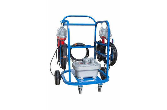 Explosion Proof Low Voltage Light Cart w/ Transformer - No Flat Tires - (4) LED Hand Lamps -50' Cord