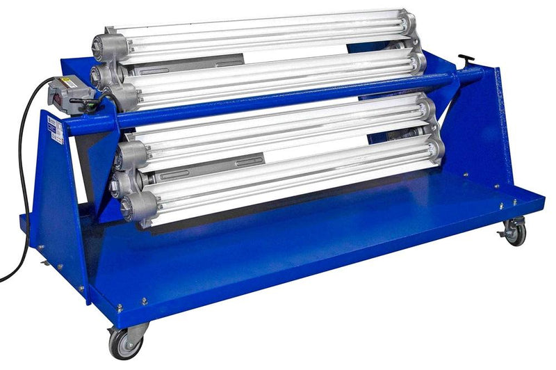 Explosion Proof Fluorescent Light Cart with Wheels for Paint Booths - 40,000 Lumens - 4' 8 Lamp