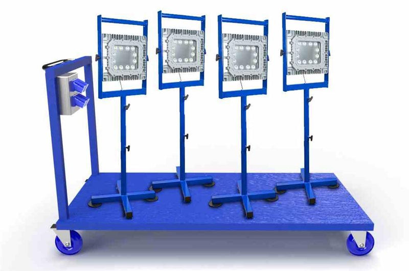 Portable Power Distribution Cart for EPL-AE.EX-XX-24BS Series Portable Flood Lights - (4) 240V Receptacles, 50M Cord