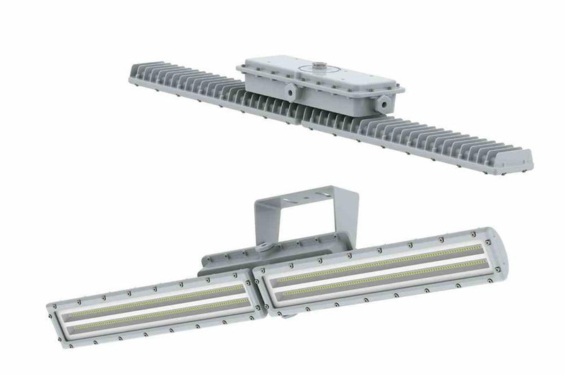 100W Hazardous Location Integrated LED Linear Fixture - C2D1 - 120-277V - 15,300 lms, Gasketed Bubble Lens, Pipe Mount Brackets - Food Safe