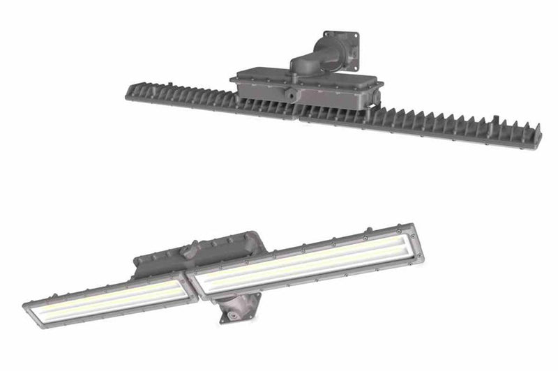 100W Hazardous Location Integrated LED Linear Fixture - C2D1 - 120-277V - 15,300 lms, Gasketed Bubble Lens, Wall Mount - Food Safe