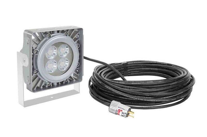 50W Explosion Proof LED Flood Light Fixture - C1D2, C2D1/C2D2 - Serviceable Junction Box - 50' Cord