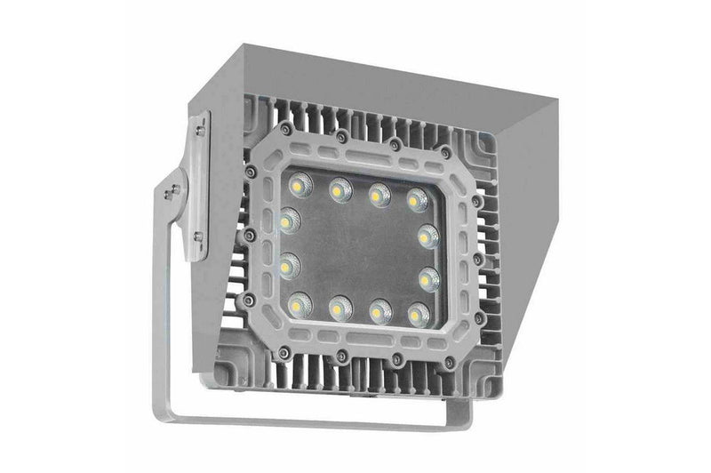 100W Explosion Proof LED Wall Pack Light w/ Glare Shield - Surface Mount - 11,667 Lumens - C1D2