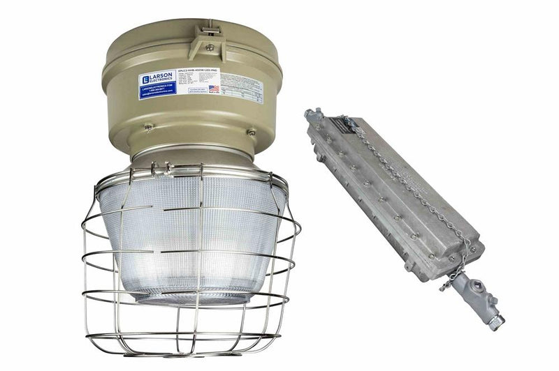 Explosion Proof LED High Bay Light - C1D2/C2D1 - Equivalent to 70W Metal Halide - Globe/Guard Design - Emergency Battery Backup - Remote Mount Battery