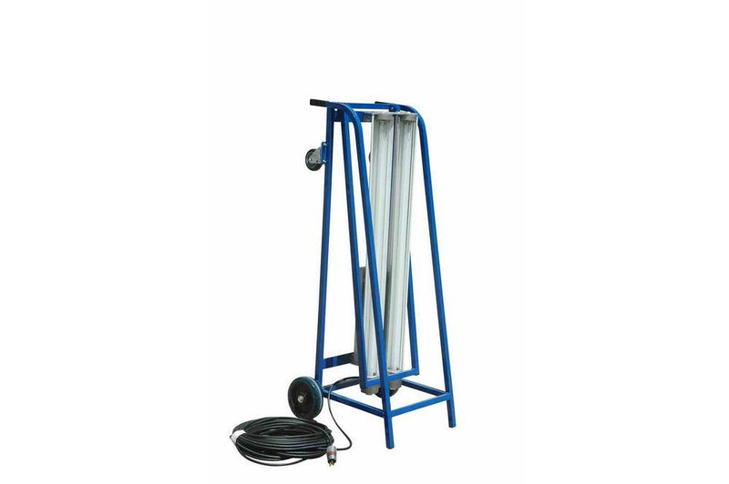 Explosion Proof Paint Spray Booth Light on Dolly Cart with Wheels - 4 foot 2 lamp - 100 Foot Cord