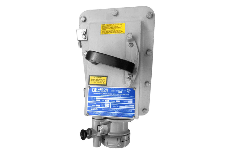 Larson 100A Explosion Proof Receptacle w/ Interlocked Circuit Breaker - Class I, II, III - 3W4P - 600V AC/250V DC Rated