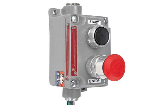 Explosion Proof 10A Double Push Button Switch - Momentary and eStop - C I and II, Div. 1&2 - 120VAC