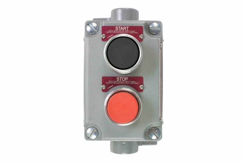 Explosion Proof Push Button Switch - Class I, II - (2) Black/Red Push Buttons - Labels