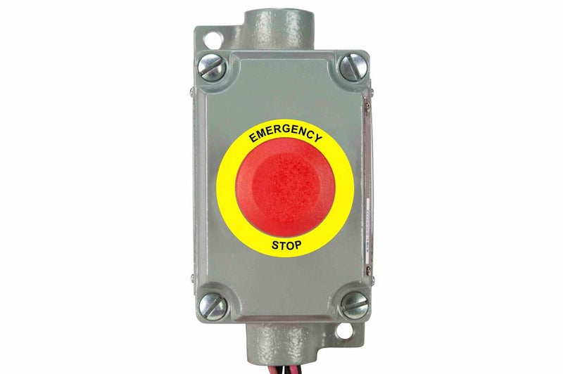 Explosion Proof Mushroom Push Button Switch - (2) Contact Blocks - Class I and II, Divisions 1 and 2 - Yellow Visibility Plate