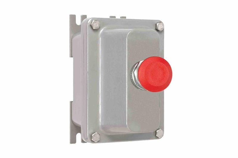 10A Explosion Proof Push Button Mushroom Switch Enclosure - Class I, II, III - Low Voltage - Red Button