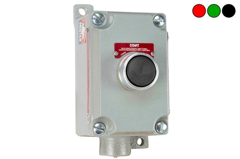 10A Explosion Proof Push Button Switch - Class I, II, III - 600V Rated, Momentary - NO Contacts/Abort Label