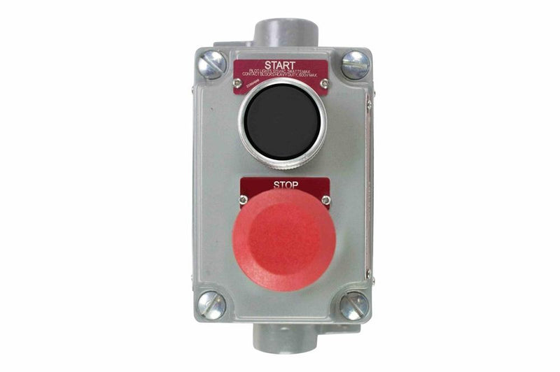 Explosion Proof Momentary Push Button Stop/Start Switch - Top START Button - Bottom STOP Mushroom Head - C1D1&2 - C2D1&2