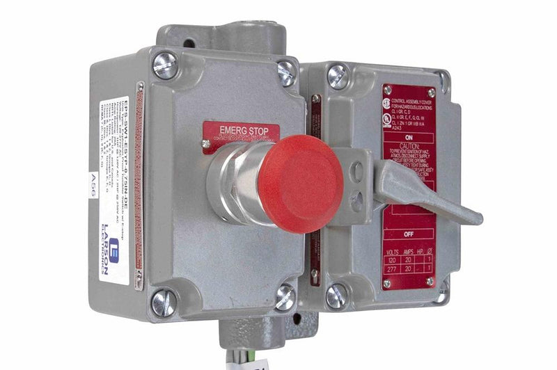 Explosion Proof Switch w/ E-stop - C1D1/C2D1 - Tumbler Switch, (1) E-Stop PB - Double Gang Box