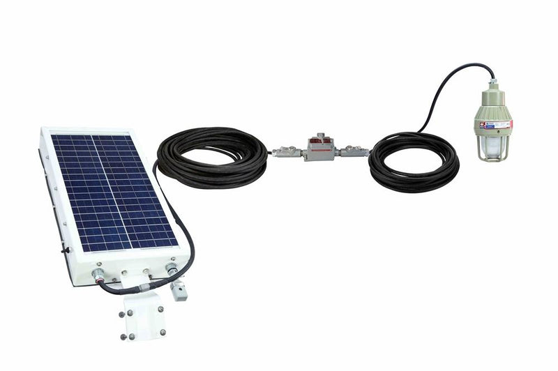 C1D1 Solar Powered Explosion Proof LED Indicator Light - C1D2 Panel - Inline Switch - Dual Light Fixtures