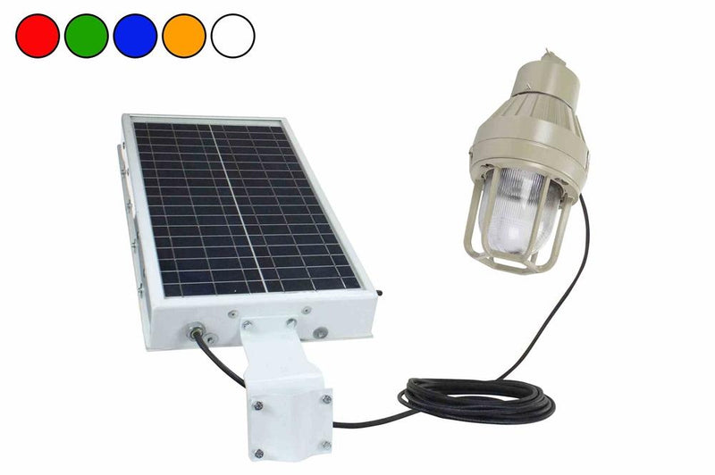 C1D1 Solar Explosion Proof LED Strobe Light - 20' Cord - C1D2 Panel - Day/Night Sensor - Timer