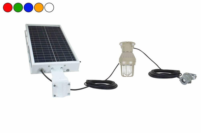 C1D1 Solar Powered Explosion Proof LED Indicator Light - 80' Cord - C1D2 Panel - Occupancy Sensor