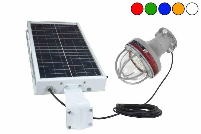 C1D1 Solar Powered Explosion Proof LED Strobe Light - 80' Cord - C1D2 Panel - Group B Rated