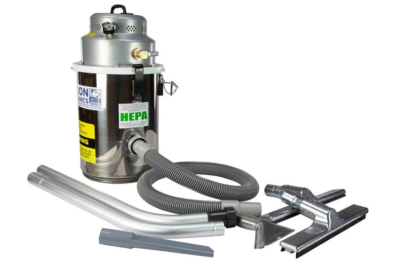 Explosion Proof Pneumatic Vacuum - 2 Gal Tank - Wet/Dry HEPA Vacuum - Spark-free Motor - 8Ft Vacuum Hose