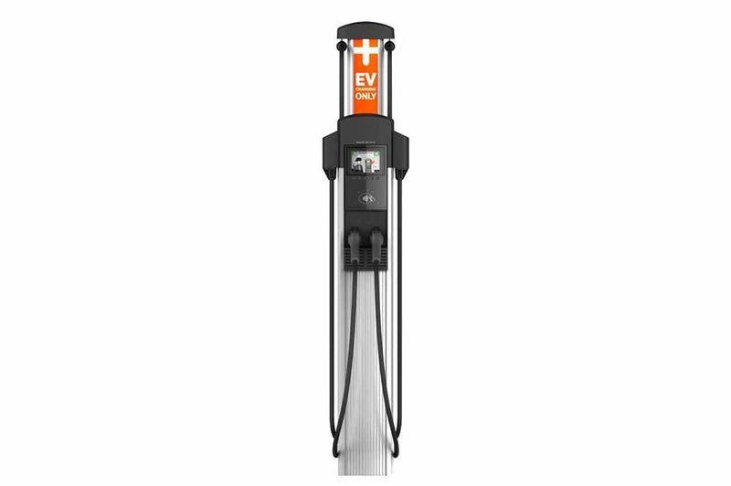 Dual Station EV Charger - 240V, 1-phase - Level 2 Charger, (2) Ports - Pedestal Mount/Outdoor Rated