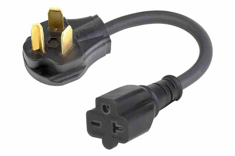 1' Foot Adaptor Cable - 5-15R Receptacle to 10-50P Plug - 1' 10/3 SOOW Cable