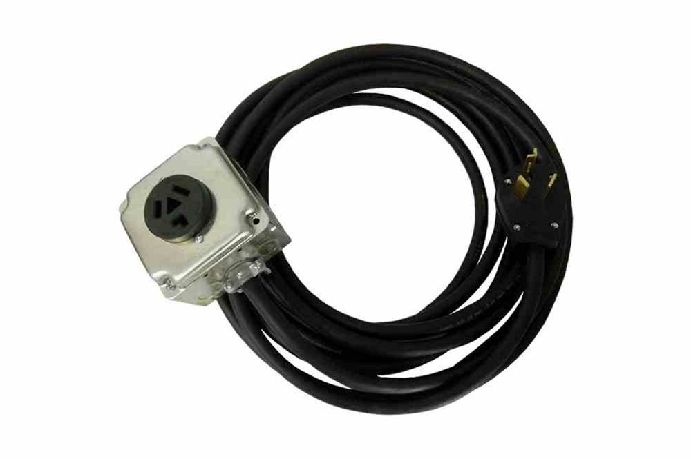 100' 10/3 SOOW Twist Lock Extension Power Cord - 240V, 50A - NEMA 14-50P - 6-50R Receptacle Box