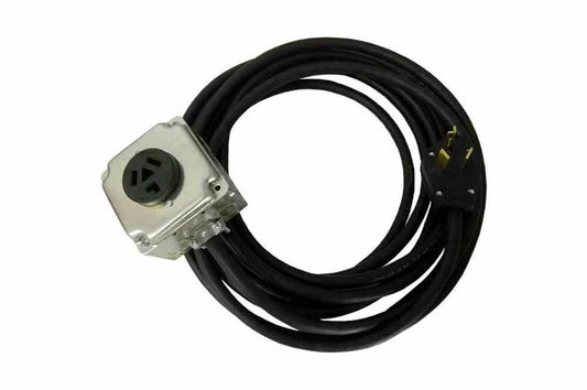 100' 10/3 SOOW Twist Lock Extension Power Cord - 240V, 50A - NEMA 14-50P - 6-50R Receptacle Box