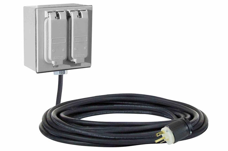 General Area Industrial Quad-Port Extension Cord - 3' 16/3 SOOW Cord - (2) 5-20R Duplex Receptacles - Magnetic Mount