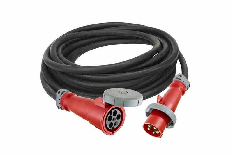 50 Meter 4/5 SOOW 63A Weatherproof Exension Power Cord - 4P5W Cord Cap - Outdoor Rated