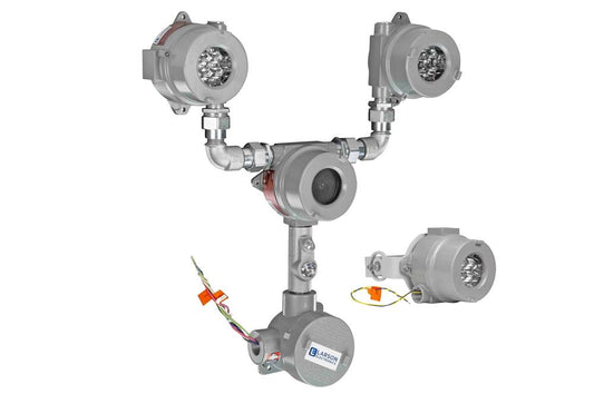 Explosion Proof Bug Eye Emergency LED Fixture - Class I, II, III - Self-Testing - Remote Light Head