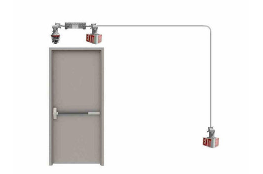 C1D1 Dual Emergency Exit Lighting System - 90 Minutes - Explosion Proof Bug Eyes Exit Sign - 120/277