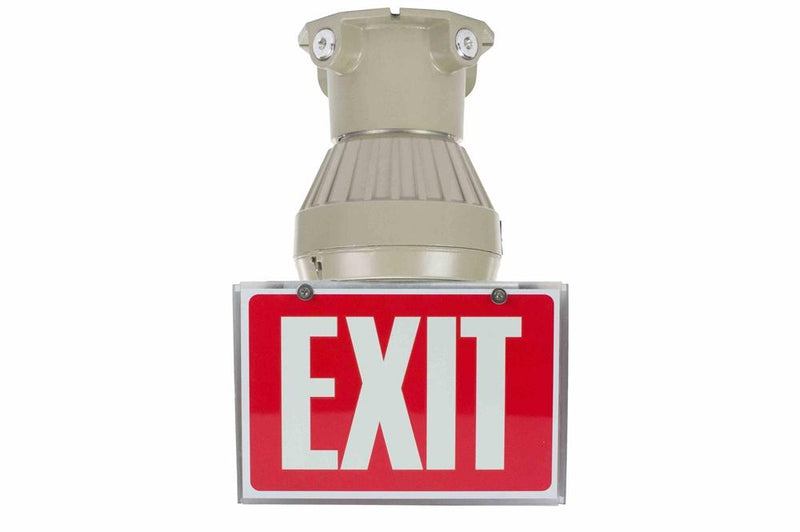 26W Explosion Proof Compact Fluorescent Exit Sign - 450 Lumens - Class I, Div. 1 & 2 - 120-277V AC - External Ballast