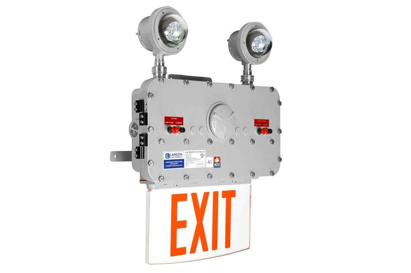 Explosion Proof LED Bug Eyes w/ Exit Sign - Class I, II, III - 120-277V - 180 Mins Emergency Runtime - IP65/N4X