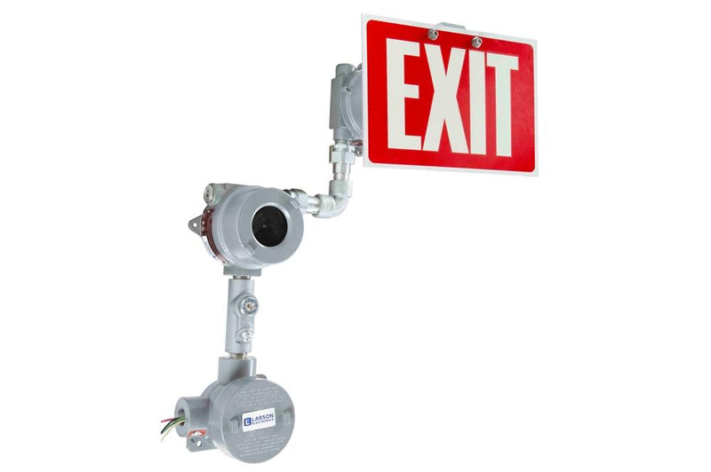 Explosion Proof Exit Sign - Class I, Division 1 & 2 - IP65 - 120V - Emergency Battery Back-Up - Explosion Proof Cable Gland on Hub