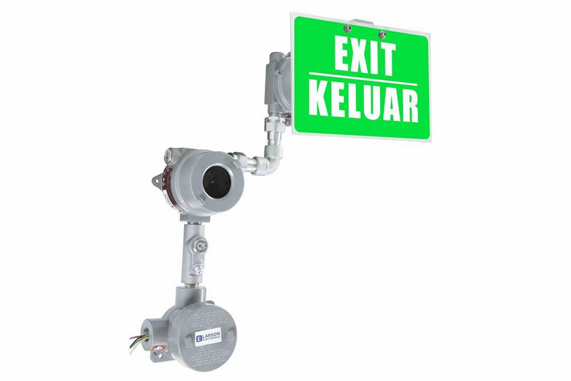 Explosion Proof Exit/KELUAR Sign - CID1&2 - IP65 - 4" Letters - 240V 50Hz - Emergency Battery