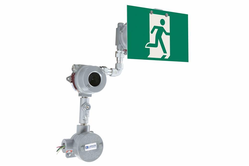 Explosion Proof Exit Sign w/ Emergency Backup - Class I, II, III - Green/White, Running Man - IP65