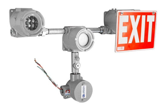 Explosion Proof Bug Eye Emergency Exit LED Fixture - Class I, II, III - Self-Testing - Remote Mounted Light
