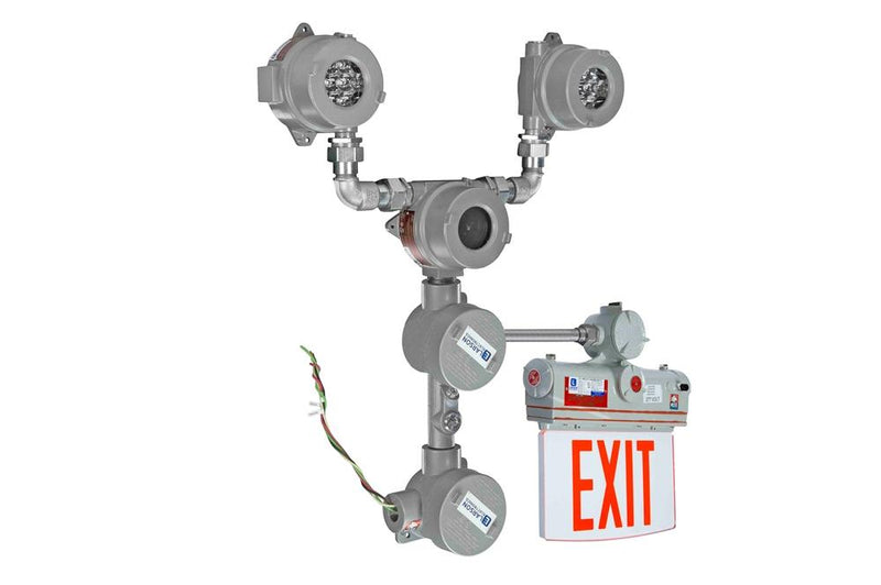 Explosion Proof Bug Eye Emergency LED Exit Fixture - Class I, II, III - 90 Min. Emergency Runtime w/ Bug Eyes - 100' Visibility