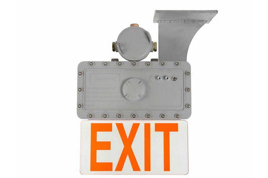 Explosion Proof Exit Sign - C1D1, C2D1, C3D1 - 120-277V AC - 3Hr Emergency Backup - Ceiling Bracket