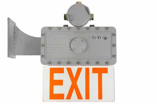 Explosion Proof Exit Sign - C1D1, C2D1, C3D1 - 120-277V AC - 3Hr Emergency Backup - End Bracket