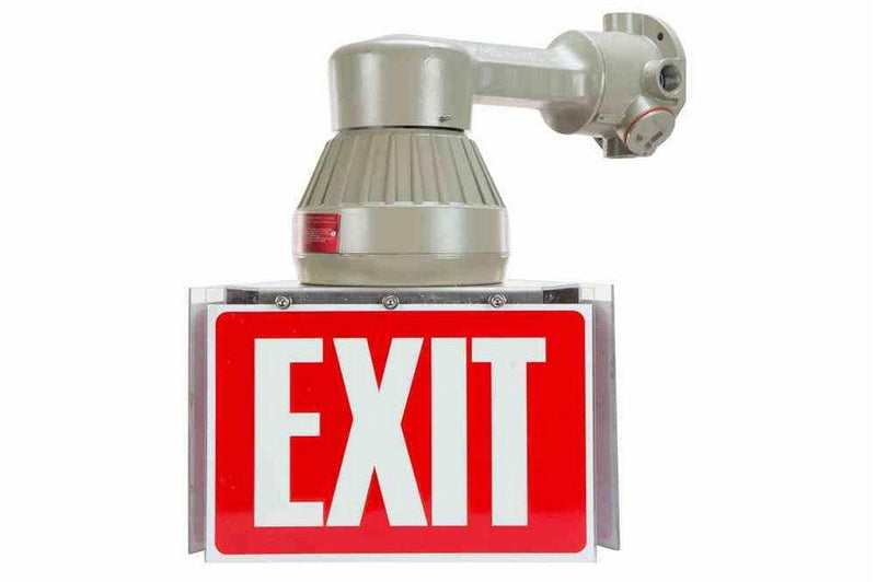 10W Explosion Proof LED Exit Sign - Class I, Div. I & II - 32V DC - 871 Lumens - IP67 Waterproof